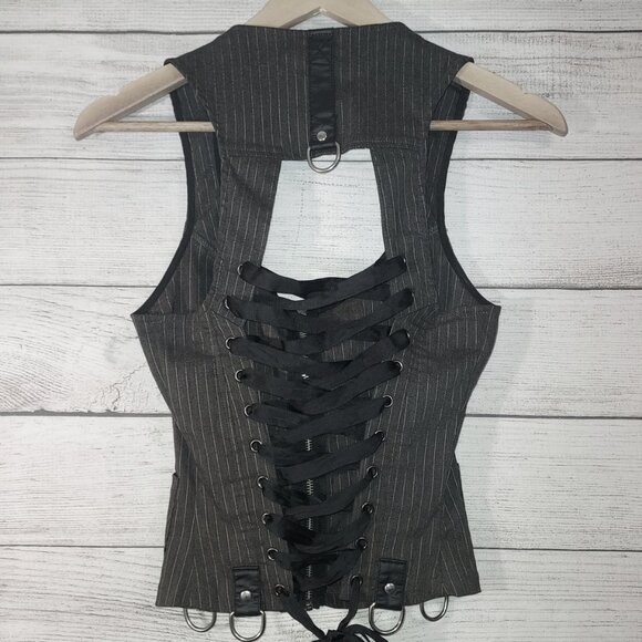 VINTAGE Lip Service Pinstripe Corset - Picture 4 of 5